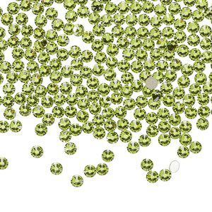 Flat back 144pk citrus green foil back, Crystal Passions® 8.16-8.41mm round SS9 2058