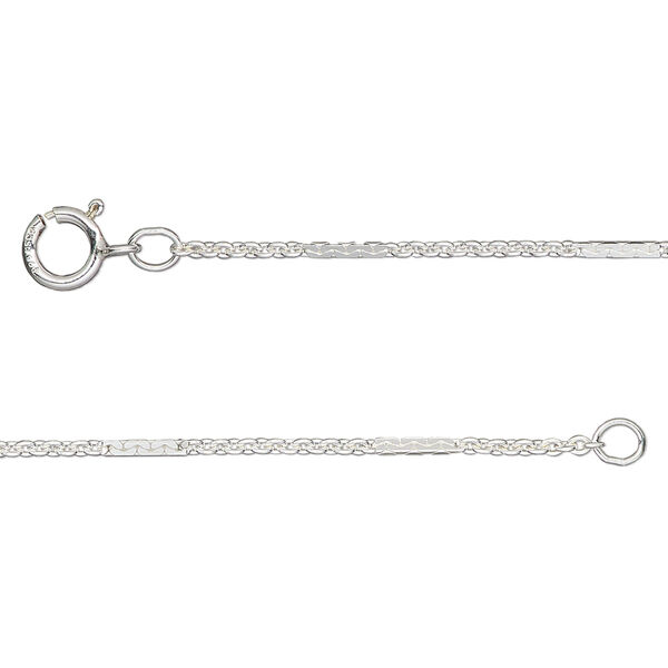 Chain, sterling silver, 1.4mm dapped bar and link, 20 inches with springring clasp. Sold individually. image number 0