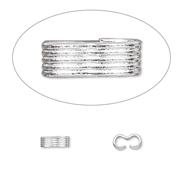 Link, silver-plated brass, 6.5x2.5mm with lined pattern. Sold per pkg of 50. image number 0