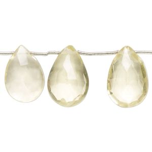 Lemon quartz 1pkg13, hand-cut top-drilled faceted puffed marquise bead 13x9mm-18x12mm