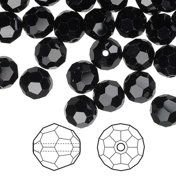 Bead 144pk jet, Crystal Passions® 8mm round 5000 image number 0