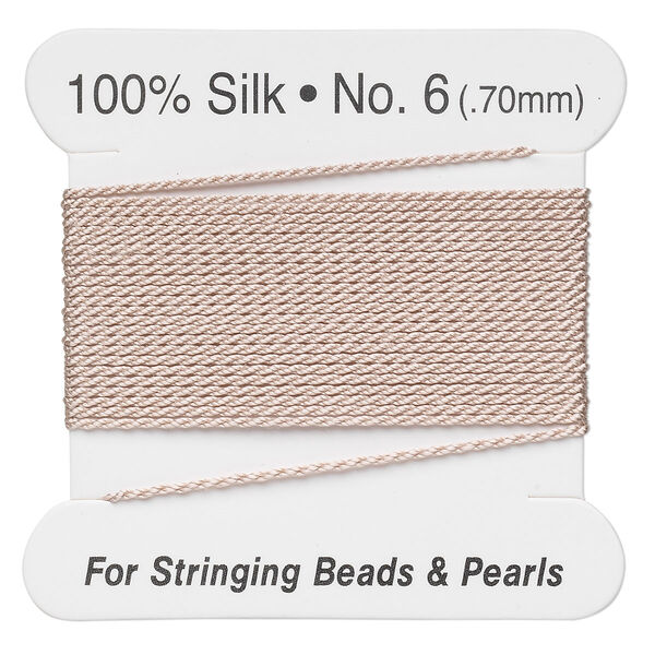 Thread, silk, light pink, size #6. Sold per 2-meter card. image number 0