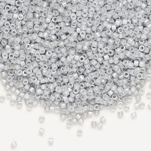 Seed bead, Delica®, glass, pkg/250g, #11 round, opaque glazed luster light smoke (DB-1538-1).