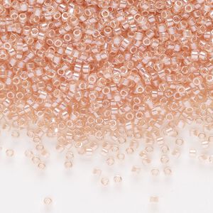 Seed bead, Delica®, glass, pkg/250g, #11 round, translucent glazed luster shell pink (DB-0106-1).
