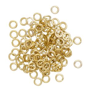 Jump ring, anodized aluminum, gold, 4mm matte round, 2.4mm inside diameter, 20 gauge. Sold per pkg of 100.