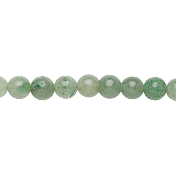 Bead, green aventurine (natural), 6-7mm round, C grade, Mohs hardness 7. Sold per 15-inch strand. image number 0