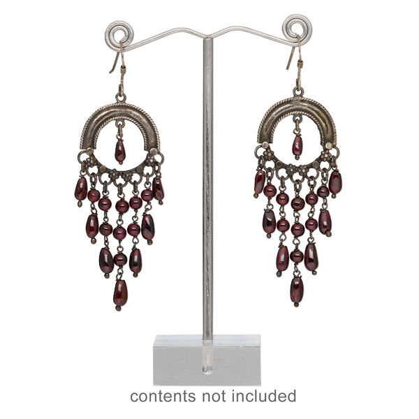 Earring display, acrylic and steel, clear, 4-1/2 x 2 x 1 inch cube. Sold per pkg of 2. image number 1