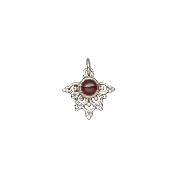 Garnet / sterling silver 1pkg1, antiqued drop natural 13x11mm image number 1