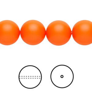 Pearl 10pk neon orange, Crystal Passions® 12mm round 5810