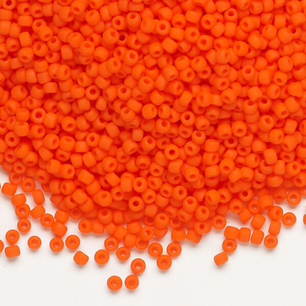 Seed bead, Dyna-Mites™, glass, pkg/40g, #11 round, opaque matte dark orange, (734MA 11/0 RR). image number 0