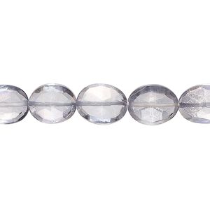 Quartz crystal 1pkg1, hand-cut faceted puffed oval bead 7 inch 8x7mm-11x9mm