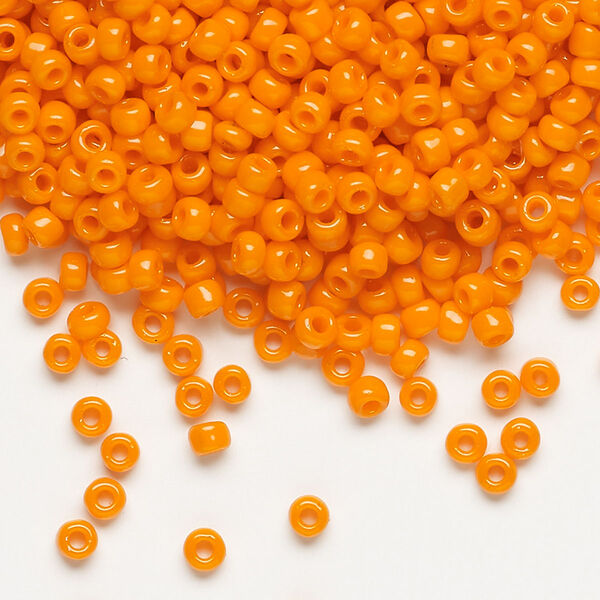 Seed bead, Dyna-Mites™, glass, opaque orange, #8 round. Sold per 1/2 kilogram pkg. image number 0