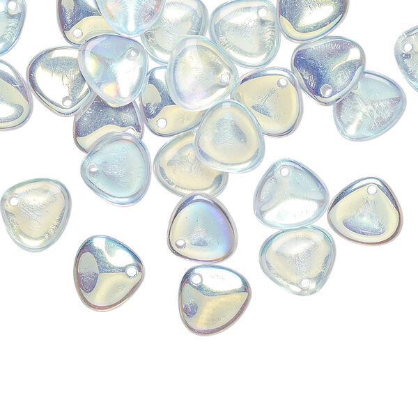 Drop, Preciosa, Czech pressed glass, translucent clear AB, 8x7mm triangular teardrop. Sold per pkg of 30. image number 0