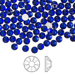 Flat back 1440pk cobalt blue foil back, Preciosa MAXIMA Czech crystal hotfix rhinestone 3.8-4mm chaton rose round SS16