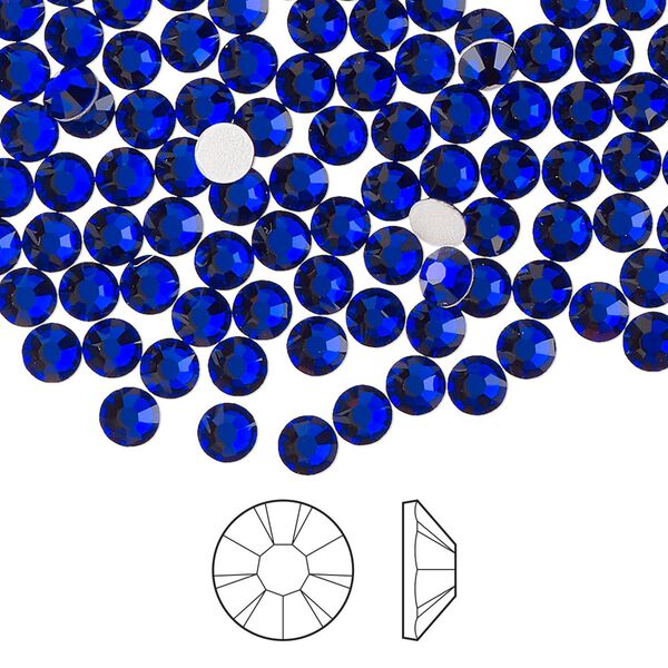 Flat back 1440pk cobalt blue foil back, Preciosa MAXIMA Czech crystal hotfix rhinestone 3.8-4mm chaton rose round SS16 image number 0
