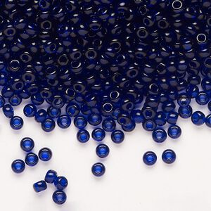 Seed bead, Preciosa Ornela Czech glass, pkg/50g, #8 rocaille, transparent navy blue, (30110).