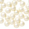 Bead, Czech pearl-coated glass druk 1pkg50, opaque matte cream, 8mm round. image number 0