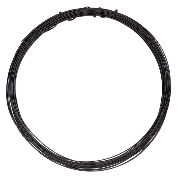 Wire, ParaWire™, black enamel copper, half-round, 21 gauge. Sold per 7-yard section. image number 0