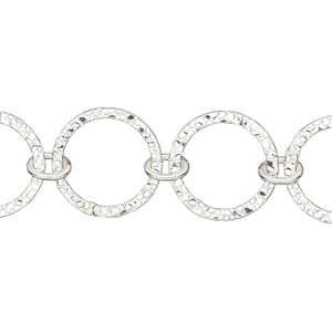 Chain 1pkg1 sterling silver-filled round, 15mm textured flat, 5 foot unfinished