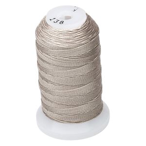 Thread, Purely Silk™, 3-ply, grey, size F. Sold per 140-yard spool.