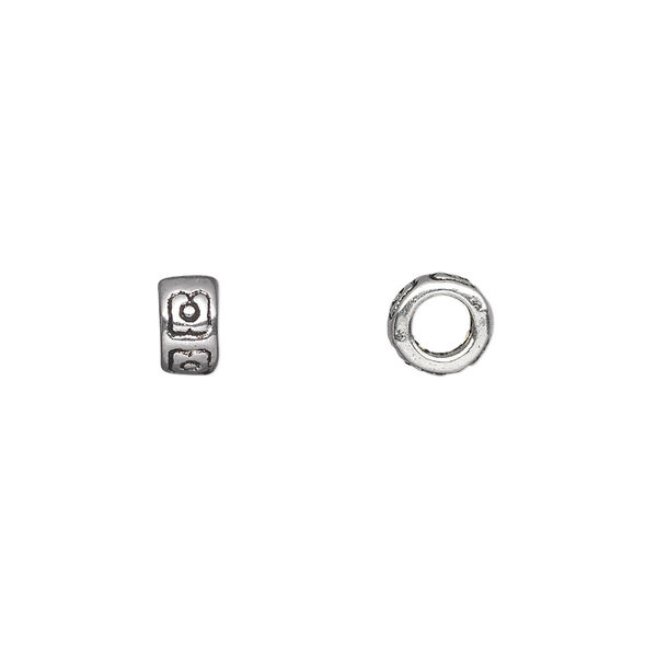 Bead, antique silver-plated "pewter" (zinc-based alloy), 7x4mm double-sided heishi. Sold per pkg of 50. image number 0