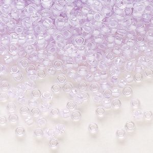 Seed bead, Preciosa Ornela Czech glass, pkg/50g, #11 rocaille, translucent color-lined luster pastel violet, (382PV).