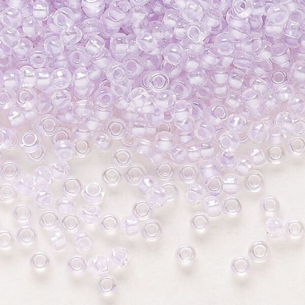 Seed bead, Preciosa Ornela Czech glass, pkg/50g, #11 rocaille, translucent color-lined luster pastel violet, (382PV). image number 0