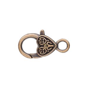Clasp lobster claw 1pkg8 copper-plated "pewter" (zinc alloy), 19.5x12.5mm double-sided, antique 1-strand