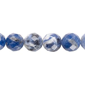 Sodalite 1pkg1, faceted round bead natural 15.5-16 inch 10mm