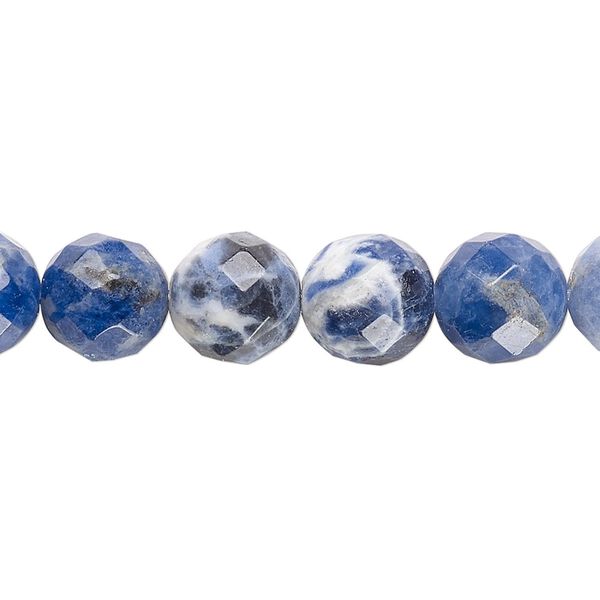 Sodalite 1pkg1, faceted round bead natural 15.5-16 inch 10mm image number 0