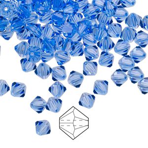 Bead 24pk sapphire, Preciosa Czech crystal 5mm bicone