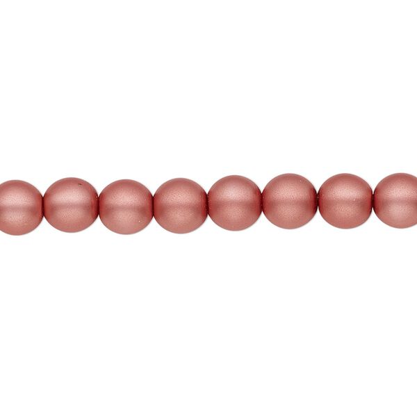 Bead, Czech pearl-coated glass druk, opaque matte dusty rose, 6mm round. Sold per 15-1/2" to 16" strand. image number 0