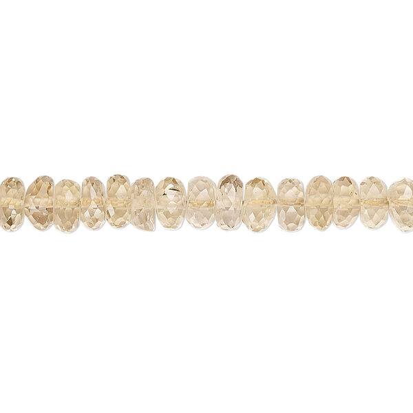 Bead, champagne quartz (heated), 5x2mm-6x3mm hand-cut faceted rondelle with 0.4-1.4mm hole, B+ grade, Mohs hardness 7. Sold per 8-inch strand. image number 0