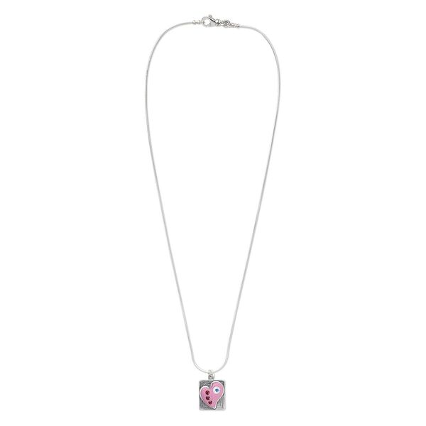 Necklace, One of a Kind Jewelry, sterling silver / polymer clay / crystal, pink / red / clear, 18 inches with lobster claw clasp. Only one available. image number 0