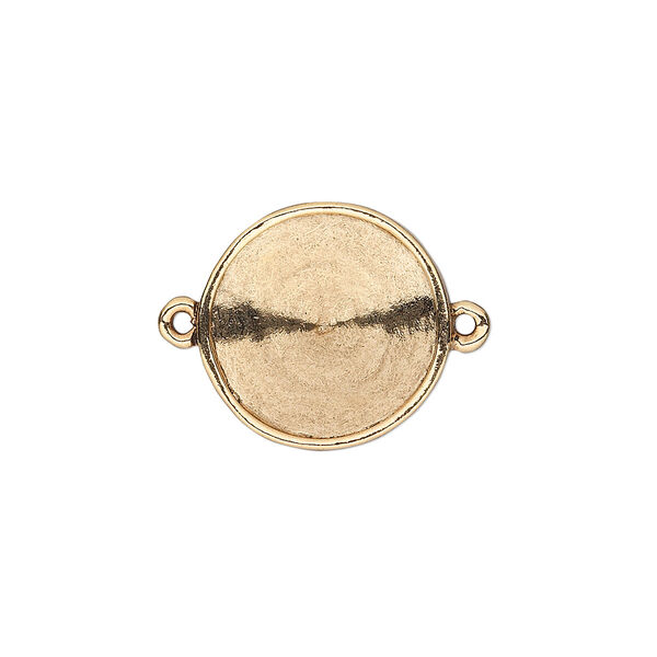 Link, Almost Instant Jewelry®, antique gold-plated pewter (tin-based alloy), 18mm round with 16mm rivoli setting. Sold individually. image number 0