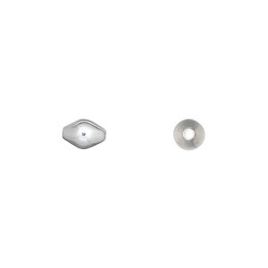 Bead, silver-plated brass, 7x5mm double cone. Sold per pkg of 100.