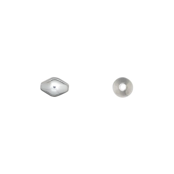 Bead, silver-plated brass, 7x5mm double cone. Sold per pkg of 100. image number 0
