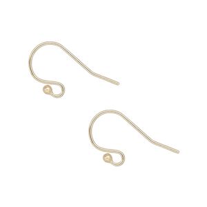 Ear wire, 14Kt gold-filled, 11mm fishhook with 2mm ball and open loop, 20 gauge. Sold per pair.