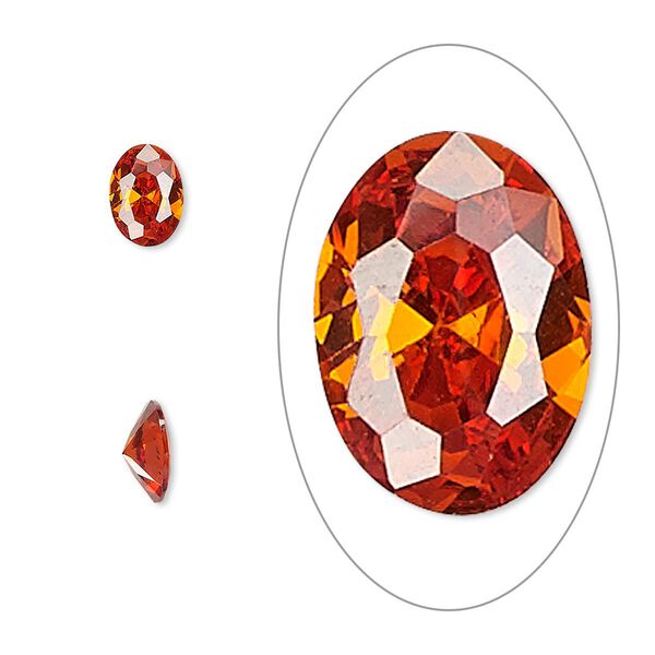 Gem, cubic zirconia, ruby red, 7x5mm faceted oval, Mohs hardness 8-1/2. Sold per pkg of 2. image number 0