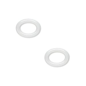 Component, zirconia ceramic, white, 13x10mm open oval with 8x5mm center hole. Sold per pkg of 2.