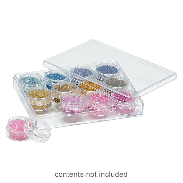 Organizer, clear plastic, 6-3/8 x 4-7/8 x 1 inch rectangle with 12 containers. Sold individually. image number 0