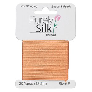Thread, Purely Silk™, tangerine, size F. Sold per 20-yard card.