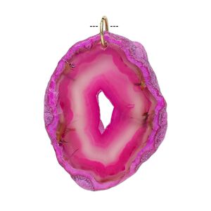 Agate / "pewter" (zinc-based alloy) 1pkg1, gold finished slice focal 40x26mm-70x70mm