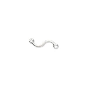 Link, silver-plated brass, 11x4mm flat wave. Sold per pkg of 100.