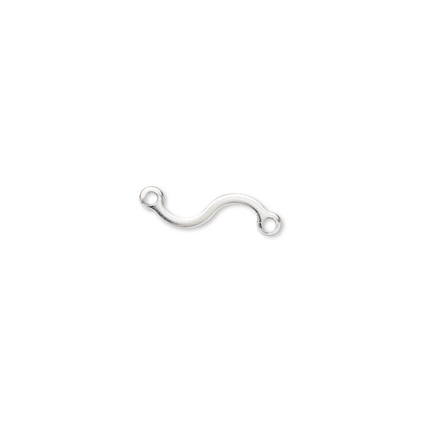 Link, silver-plated brass, 11x4mm flat wave. Sold per pkg of 100. image number 0