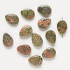 Unakite 1pkg12, carved leaf bead natural, 18x13mm image number 1