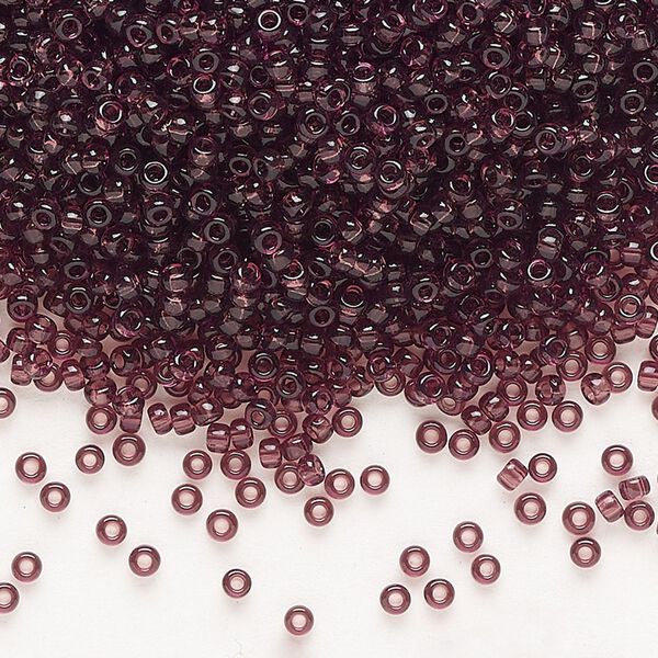 Seed bead, Miyuki, glass, pkg/25g, #11 rocaille, transparent dark smoky amethyst (RR-153). image number 0