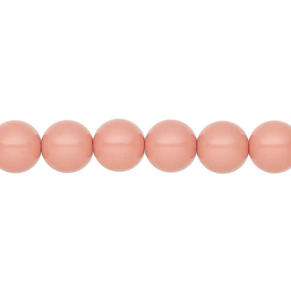 Pearl 25pk salmon rose, Preciosa Czech crystal 8mm round image number 0
