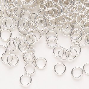 Jump ring, steel, pkg/550, 6mm open round, 4.5mm inside diameter, silver finish, 20 gauge.