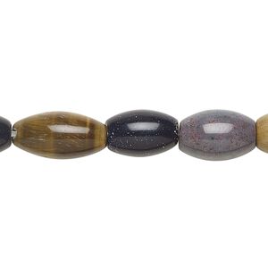 Multi-gemstone 1pkg1, oval bead 15 inch 11x7mm-12x8mm